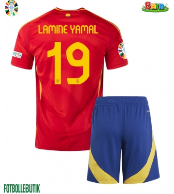 Spanien Lamine Yamal #19 Hemmaställ Barn EM 2024 Kortärmad (+ Korta byxor)